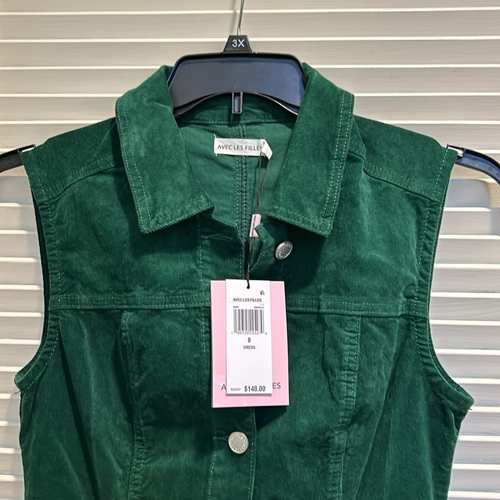 Do not buy sold consignment $225 Corduroy Maxi Dress Green SOLDOUT Size 8 - Picture 9 of 15